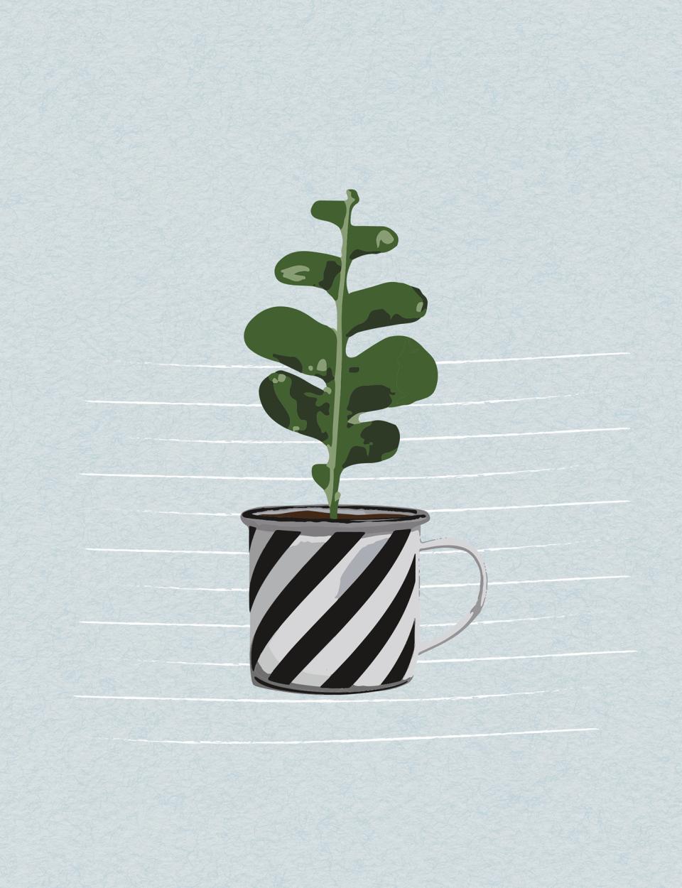 Notizheft groß "Tasse mit Pflanze"