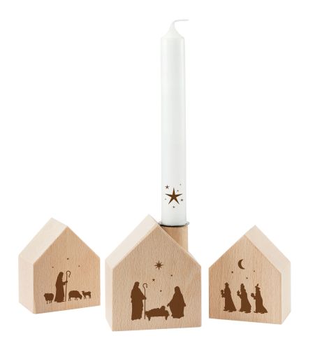 Holzhaus-Set (3-teilig) "Krippenszene"