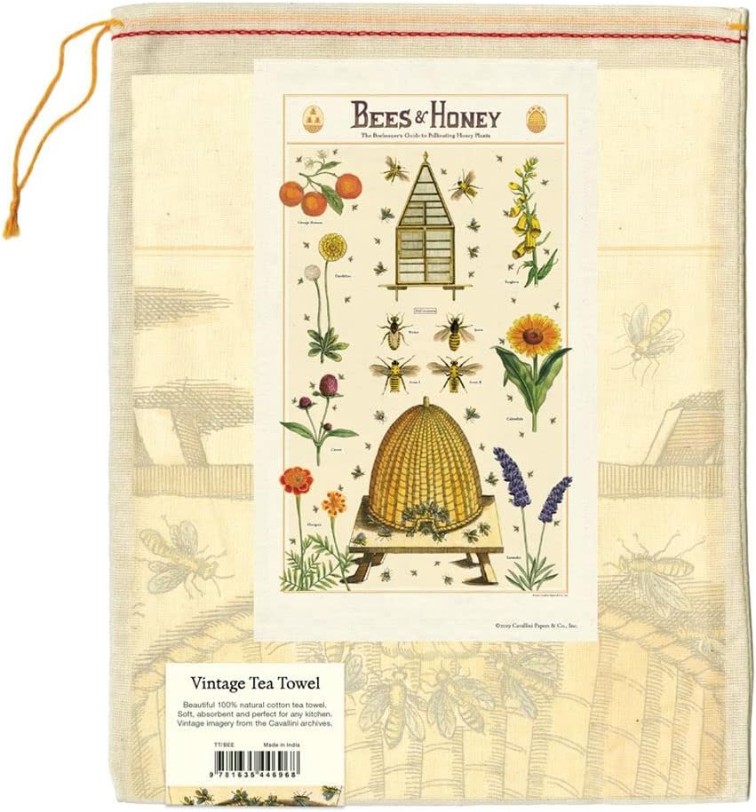 Cavallini Tea Towel "Bees & Honey"