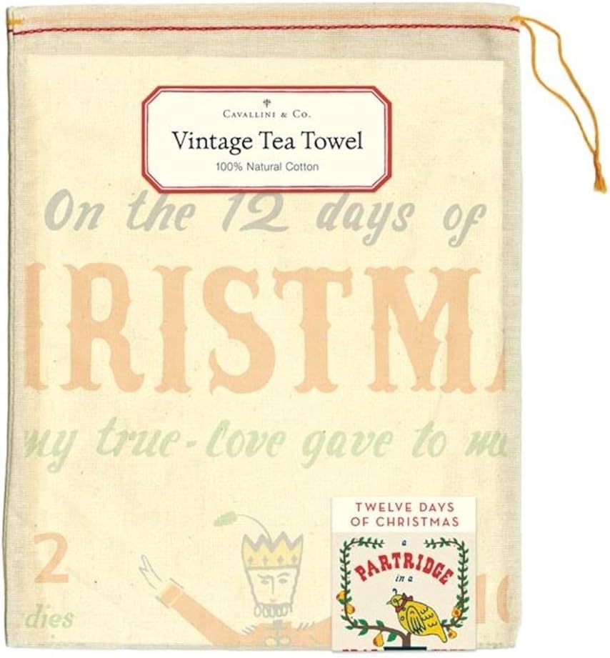 Cavallini Tea Towel On the 12 Days of Christmas