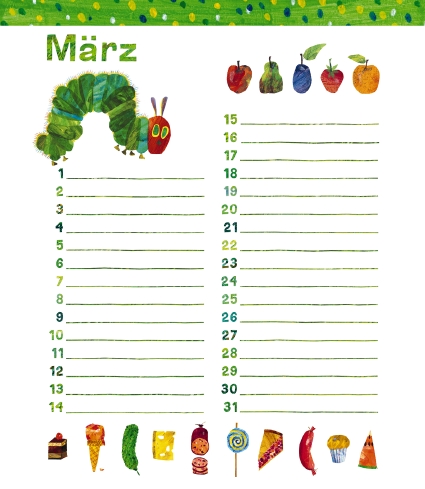 Geburtstagskalender "Kleine Raupe Nimmersatt"