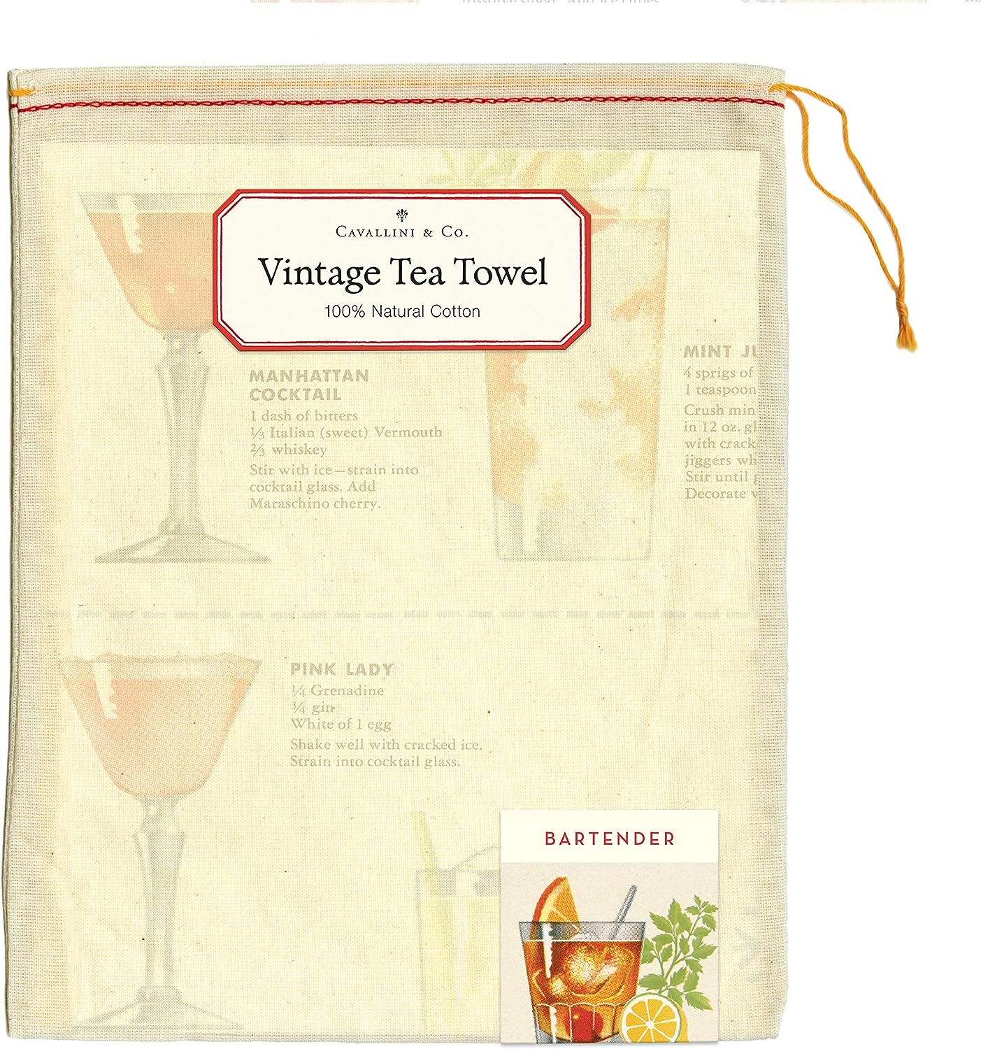 Cavallini Tea Towel "Bartenders Guide"