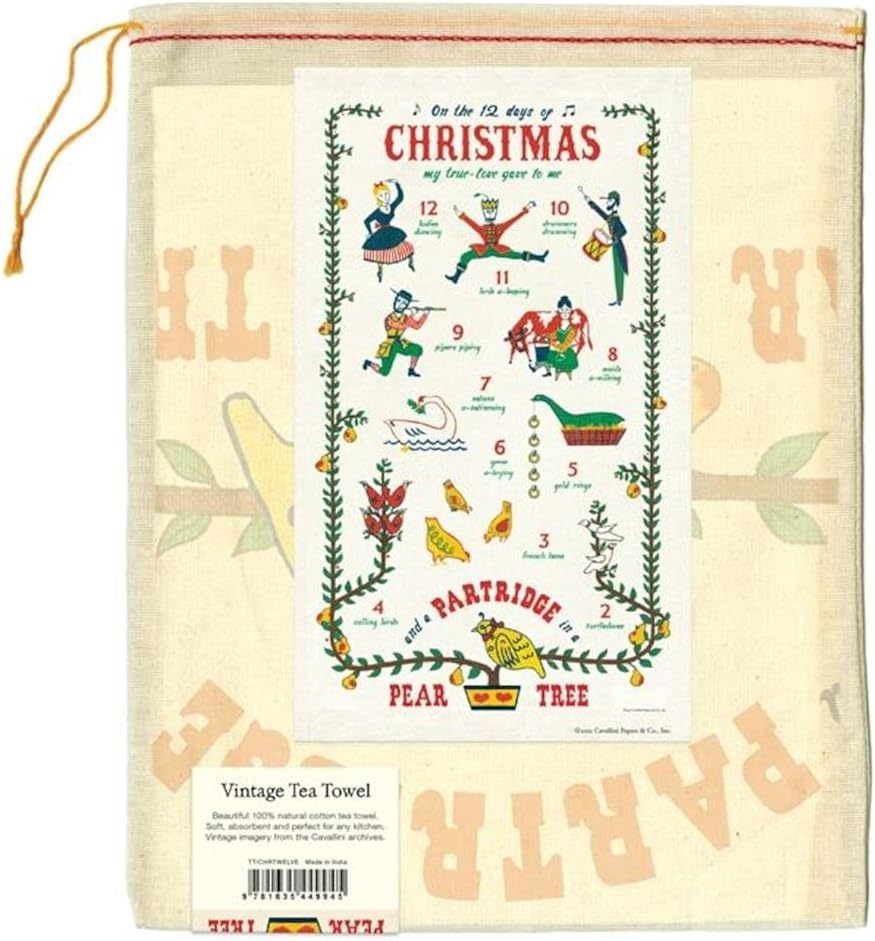 Cavallini Tea Towel On the 12 Days of Christmas